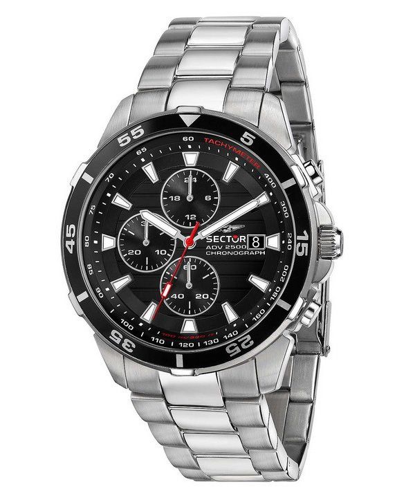 セクター ADV2500 クロノグラフ ステンレススチール ブラック ダイヤル クォーツ R3273643003 100M メンズ腕時計