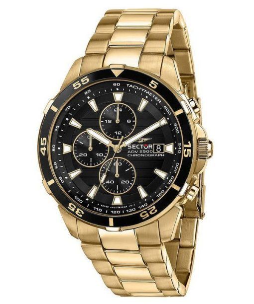 セクター ADV2500 クロノグラフ ゴールドトーン ステンレススチール ブラック ダイヤル クォーツ R3273643008 100M メンズ腕時計