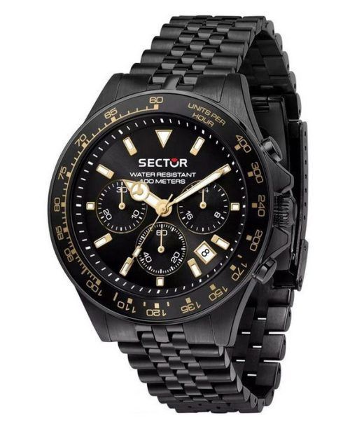 セクター 230 クロノグラフ ステンレススチール ブラック ダイヤル クォーツ R3273661029 100M メンズ腕時計