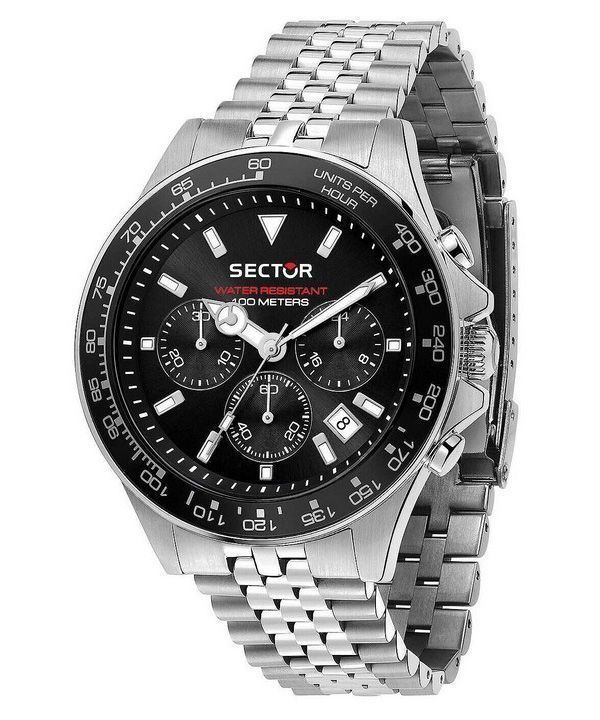 セクター 230 クロノグラフ ステンレススチール ブラック ダイヤル クォーツ R3273661033 100M メンズ腕時計