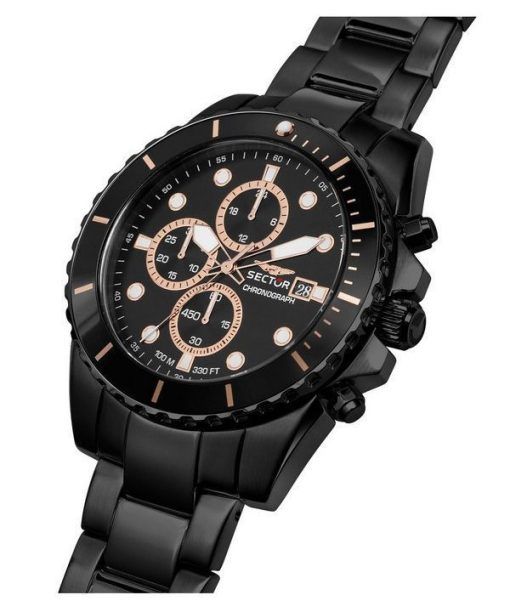 セクター 450 クロノグラフ ステンレススチール ブラック ダイヤル クォーツ R3273776005 100M メンズ腕時計