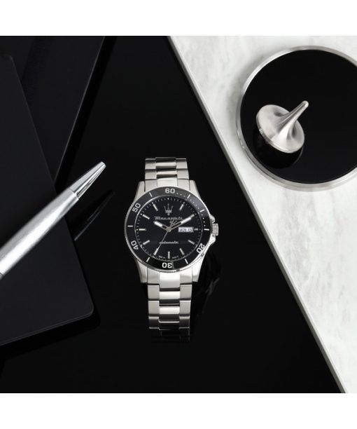マセラティ コンペティツィオーネ ステンレススチール ブラック ダイヤル 自動巻き R8823100002 100M メンズ腕時計