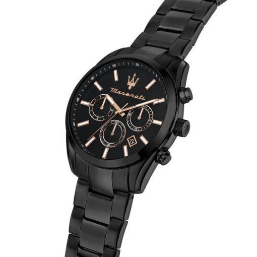 マセラティ アトラクション 限定版 クロノグラフ ステンレススチール ブラック ダイヤル クォーツ R8853151009 メンズ腕時計
