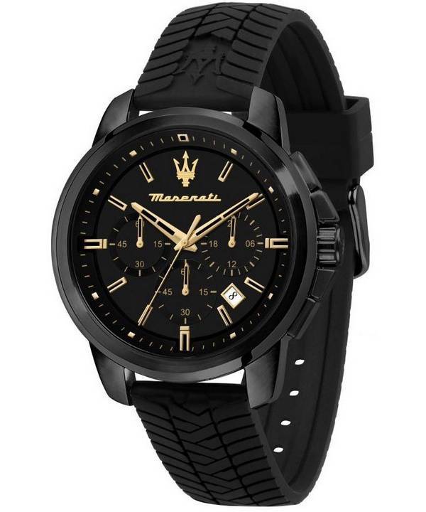 マセラティ サクセソ クロノグラフ シリコン ストラップ ブラック ダイヤル クォーツ R8871621011 メンズ腕時計 ja