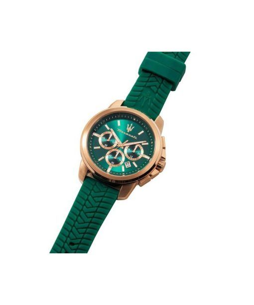 マセラティ スクセッソ ライフスタイル クロノグラフ ラバーストラップ グリーン ダイヤル クォーツ R8871621038 メンズ腕時計