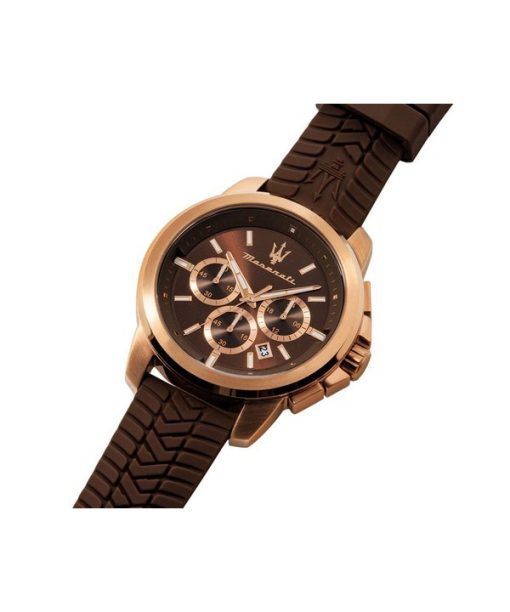 マセラティ スクセッソ ライフスタイル クロノグラフ ラバーストラップ ブラウン ダイヤル クォーツ R8871621039 メンズ腕時計
