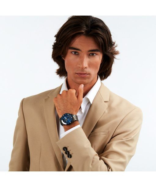 マセラティ コンペティツィオーネ クロノグラフ ステンレススチール ブルー ダイヤル クォーツ R8873600005 100M メンズ腕時計