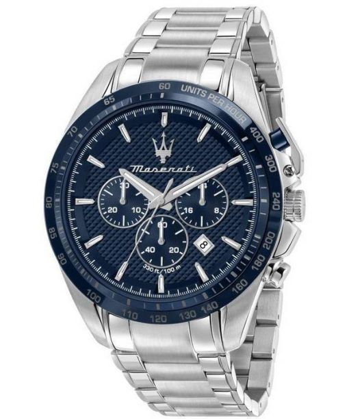 マセラティ トラグアルド クロノグラフ ステンレススチール ブルー ダイヤル クォーツ R8873612043 100M メンズ腕時計