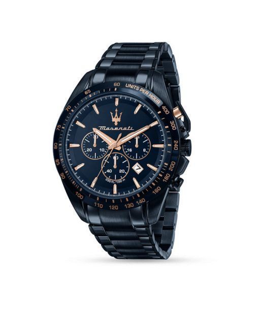 マセラティ トラグアルド スポーツ クロノグラフ ステンレススチール ブルー ダイヤル クォーツ R8873612054 100M メンズ腕時計