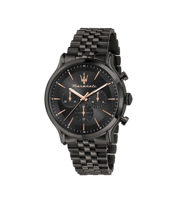 マセラティ エポカ 限定版クロノグラフ ステンレススチール ブラック ダイヤル クォーツ R8873618019 100M メンズ腕時計