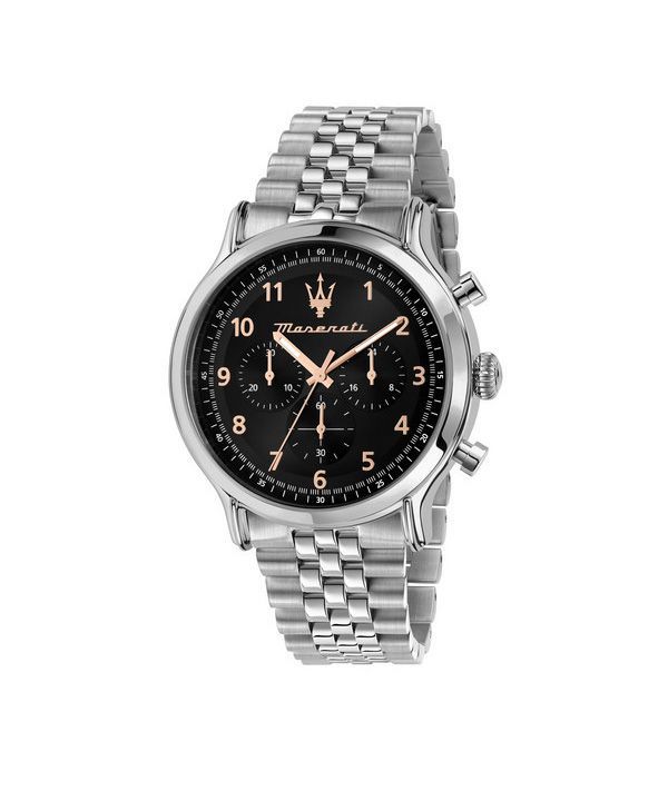 マセラティ エポカ 限定版クロノグラフ ステンレススチール ブラック ダイヤル クォーツ R8873618029 100M メンズ腕時計