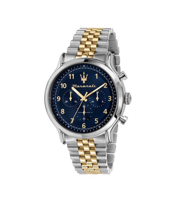 マセラティ エポカ 限定版クロノグラフ ツートーン ステンレススチール ブルー ダイヤル クォーツ R8873618030 100M メンズ腕時計