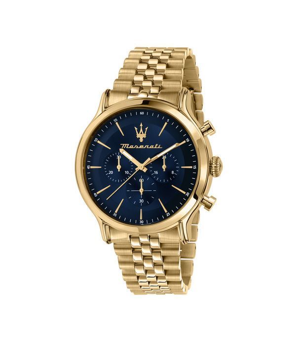 マセラティ エポカ 限定版クロノグラフ ゴールドトーン ステンレス ブルー ダイヤル クォーツ R8873618031 100M メンズ腕時計