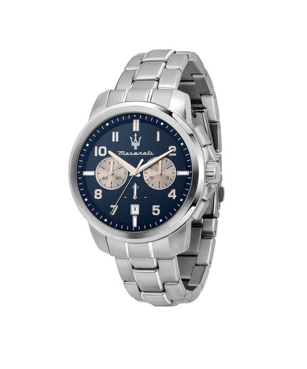 マセラティ スクセッソ 限定版クロノグラフ ステンレススチール ブルーダイヤル クォーツ R8873621029 メンズ腕時計
