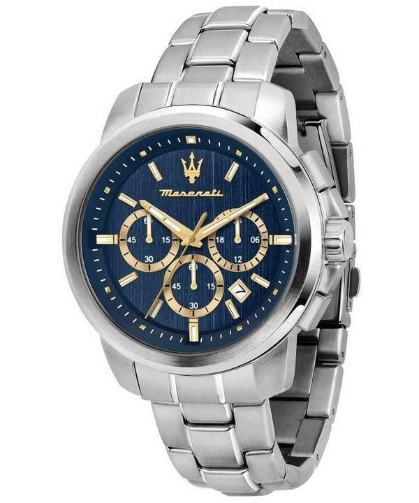 マセラティ サクセソ クロノグラフ ステンレス スチール ブルー ダイヤル クォーツ R8873621038 メンズ腕時計 ja