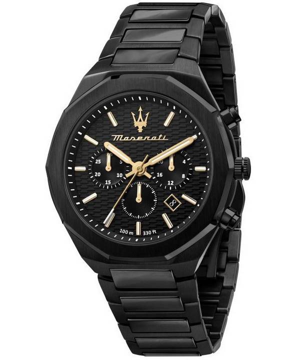マセラティ スタイル クロノグラフ ステンレス スチール ブラック ダイヤル クォーツ R8873642005 100 M メンズ腕時計 ja