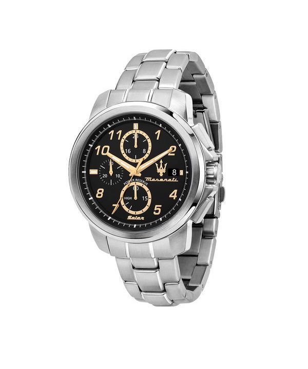 マセラティ スクセッソ 限定版クロノグラフ ステンレススチール ブラック ダイヤル ソーラー R8873645007 メンズ腕時計