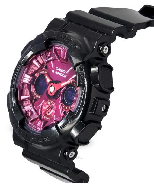 カシオ G-Shock アナログ デジタル 樹脂ストラップ バーガンディ ダイヤル クォーツ GMA-S120RB-1A 200M レディース腕時計