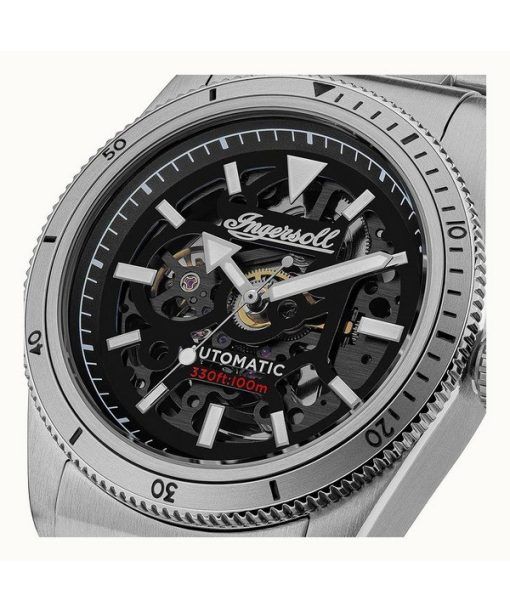 Ingersoll The Scovill ブラウン レザー ストラップ ブラック スケルトン ダイヤル 自動巻き I13901 100M メンズ腕時計