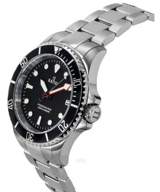 Ratio FreeDiver サファイア ステンレススチール ブラック ダイヤル クォーツ RTF031 200M メンズ腕時計