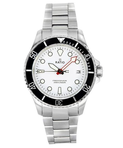 Ratio FreeDiver サファイア ステンレススチール ホワイト ダイヤル クォーツ RTF037 200M メンズ腕時計