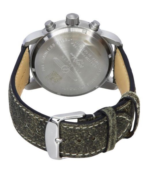 ツェッペリン 100 ヤーレ クロノグラフ レザーストラップ グリーン ダイヤル クォーツ 86804 メンズ腕時計