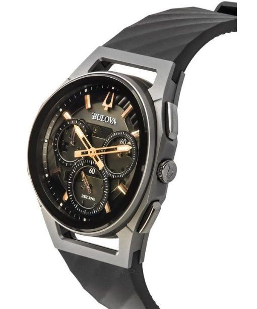 ブローバ カーブ クロノグラフ ラバーストラップ グレーダイヤル クォーツ 98A162 メンズ腕時計