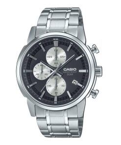カシオ スタンダード アナログ クロノグラフ ステンレススチール ブラック ダイヤル クォーツ MTP-E510D-1A2V メンズ腕時計