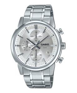カシオ スタンダード アナログ クロノグラフ ステンレススチール シルバー ダイヤル クォーツ MTP-E510D-7AV メンズ腕時計