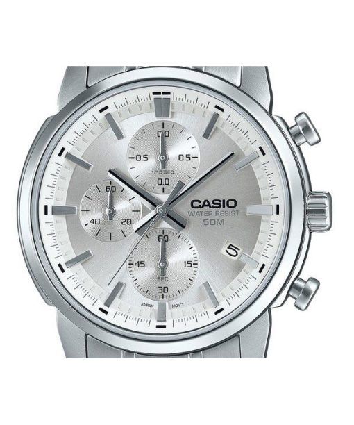 カシオ スタンダード アナログ クロノグラフ ステンレススチール シルバー ダイヤル クォーツ MTP-E510D-7AV メンズ腕時計
