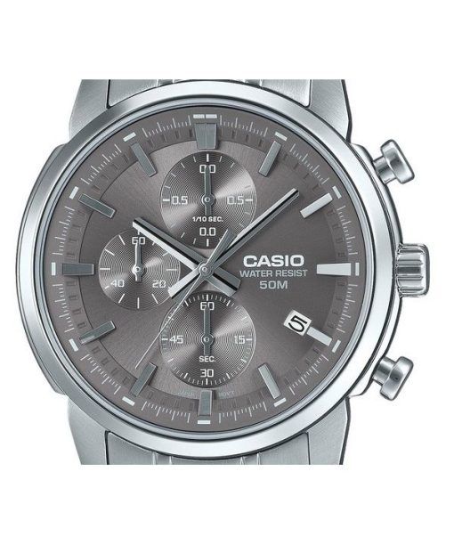 カシオ スタンダード アナログ クロノグラフ ステンレススチール グレー ダイヤル クォーツ MTP-E510D-8AV メンズ腕時計
