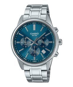 カシオ スタンダード アナログ クロノグラフ ステンレススチール ブルー ダイヤル クォーツ MTP-E515D-2A1V メンズ腕時計