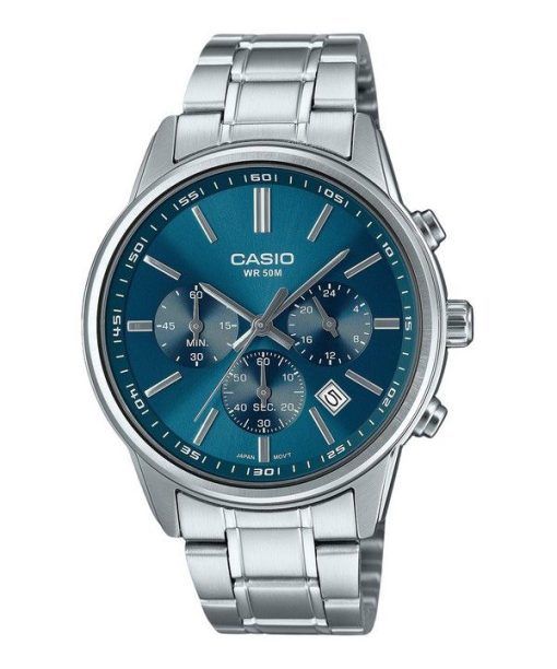 カシオ スタンダード アナログ クロノグラフ ステンレススチール ブルー ダイヤル クォーツ MTP-E515D-2A1V メンズ腕時計