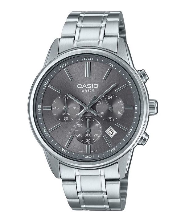 カシオ スタンダード アナログ クロノグラフ ステンレススチール グレー ダイヤル クォーツ MTP-E515D-8AV メンズ腕時計
