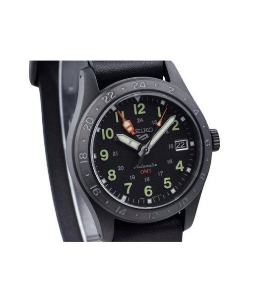 セイコー 5 スポーツ GMT フィールドシリーズ レザーストラップ ブラックダイヤル 自動巻き SSK025K1 100M メンズ腕時計