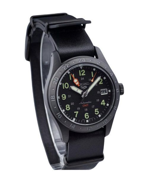 セイコー 5 スポーツ GMT フィールドシリーズ レザーストラップ ブラックダイヤル 自動巻き SSK025K1 100M メンズ腕時計