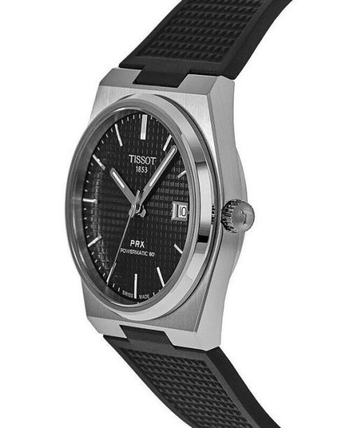 ティソ T-クラシック PRX パワーマティック 80 ラバーストラップ ブラック ダイヤル 自動巻き T137.407.17.051.00 100M メンズ腕時計
