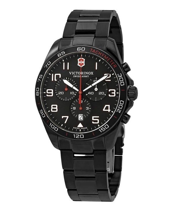 ビクトリノックス スイスアーミー フィールドフォース スポーツ クロノグラフ ステンレススチール ブラック ダイヤル クォーツ 241890 100M メンズ腕時計