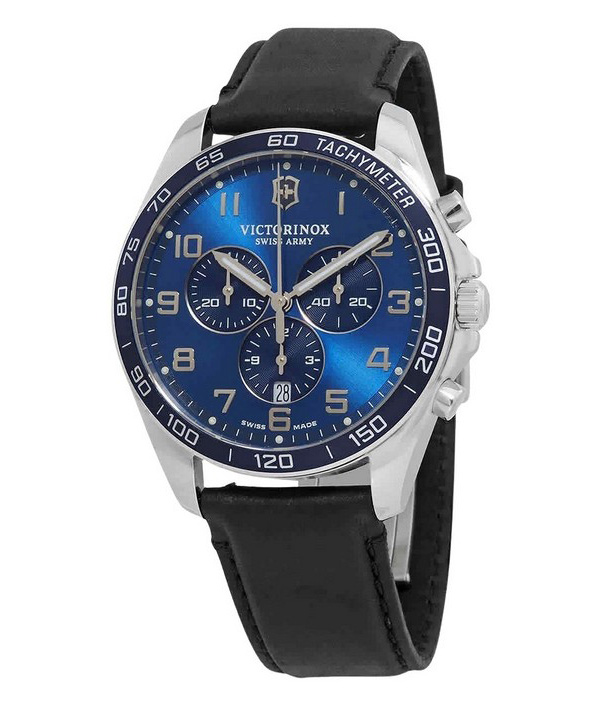 Victorinox Swiss Army フィールドフォース クロノグラフ レザーストラップ ブルーダイヤル クォーツ 241929 100M メンズ腕時計