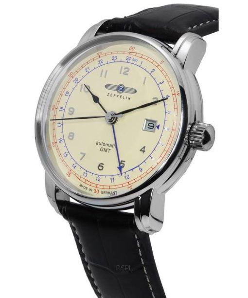 ツェッペリン LZ 126 ロサンゼルス GMT レザーストラップ ベージュ ダイヤル 自動巻き 76685 メンズ腕時計