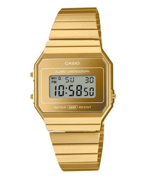 カシオ ヴィンテージ デジタル ゴールド ステンレススチール クォーツ A700WEVG-9A ユニセックス ウォッチ