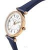 Fossil Carlie クリスタルアクセント シルバー文字盤 ネイビー ライトハイドレザー クォーツ ES5295 レディース腕時計