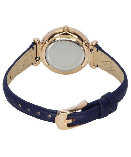 Fossil Carlie クリスタルアクセント シルバー文字盤 ネイビー ライトハイドレザー クォーツ ES5295 レディース腕時計