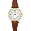 Fossil Carlie ブラウンレザーストラップ クリスタルアクセント シルバーダイヤル クォーツ ES5297 レディース腕時計