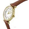 Fossil Carlie ブラウンレザーストラップ クリスタルアクセント シルバーダイヤル クォーツ ES5297 レディース腕時計