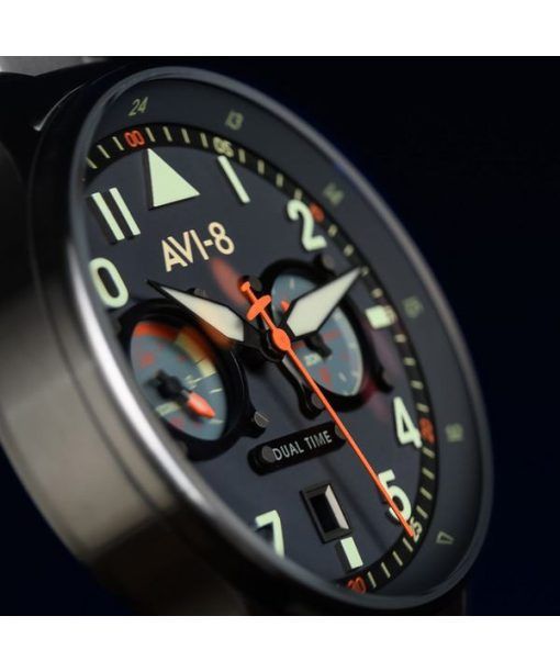 AVI-8 ホーカー ハリケーン キャリー デュアルタイム ギュタースロー ステンレススチール ブルーダイヤル AV-4088-22 メンズ腕時計