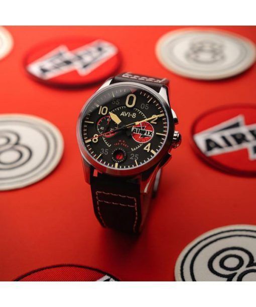 AVI-8 スピットファイア ロック クロノグラフ エアフィックス エディション レイヴン ブラック ダイヤル クォーツ AV-4089-09 メンズ 腕時計