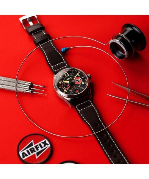 AVI-8 スピットファイア ロック クロノグラフ エアフィックス エディション レイヴン ブラック ダイヤル クォーツ AV-4089-09 メンズ 腕時計