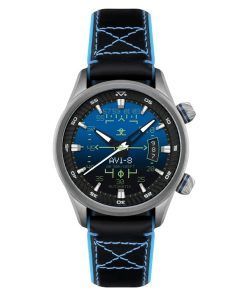 AVI-8 ホーカー ハリアー HUD レザーストラップ グラデーション ブルー ダイヤル 自動巻き AV-4117-01 メンズ腕時計