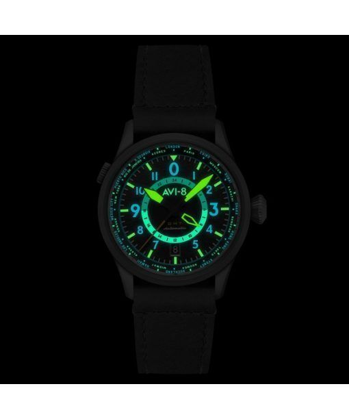 AVI-8 フライボーイ ウィングマン ワールドタイマー GMT トロピカル グレー ダイヤル オートマチック AV-4120-04 メンズ腕時計 エクストラストラップ付き